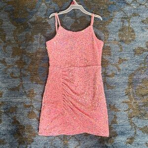 Zunie Girl's Pink Sequin Spaghetti Strap Dress
